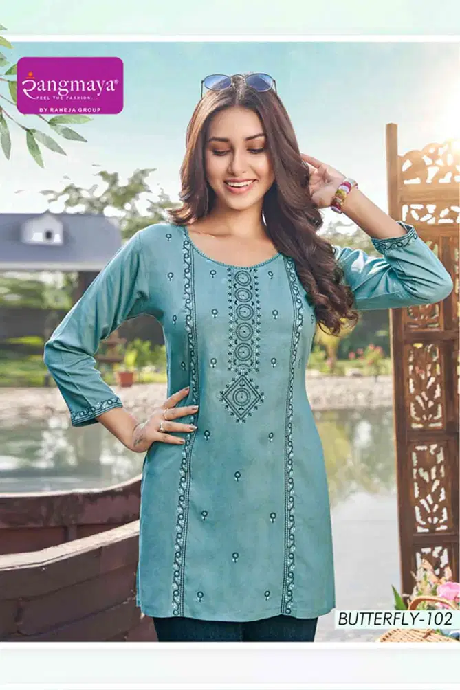 Butterfly By Rangmaya Rayon Tunic Ladies Top Suppliers In India